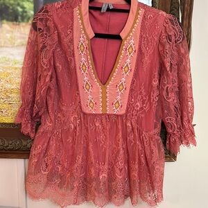 Elegant Pink Lace Women's Top
